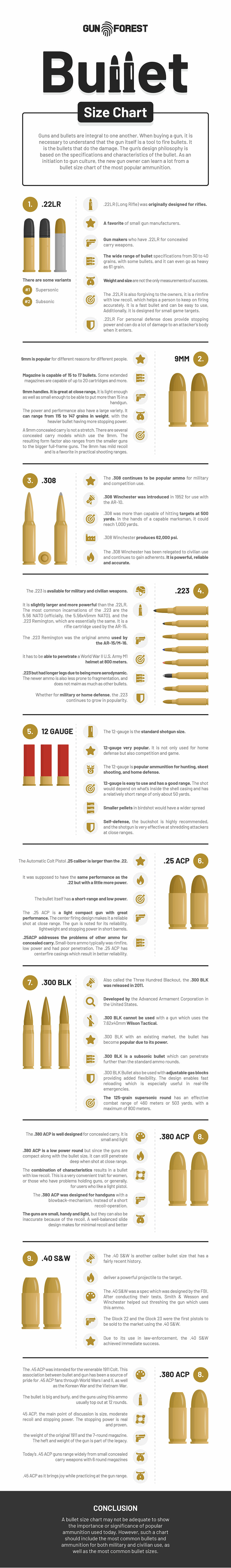 Bullet Size Chart of the Most Popular Ammo | GunForest